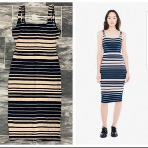 NEWAmerican Apparel Ponte striped navy&beige dress